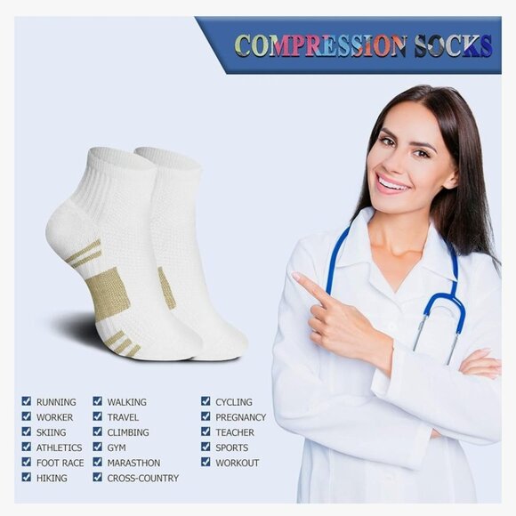 Brand new S/M Compression Socks-Women & Men Circulation 6 Pairs Ankle Support - Picture 6 of 7